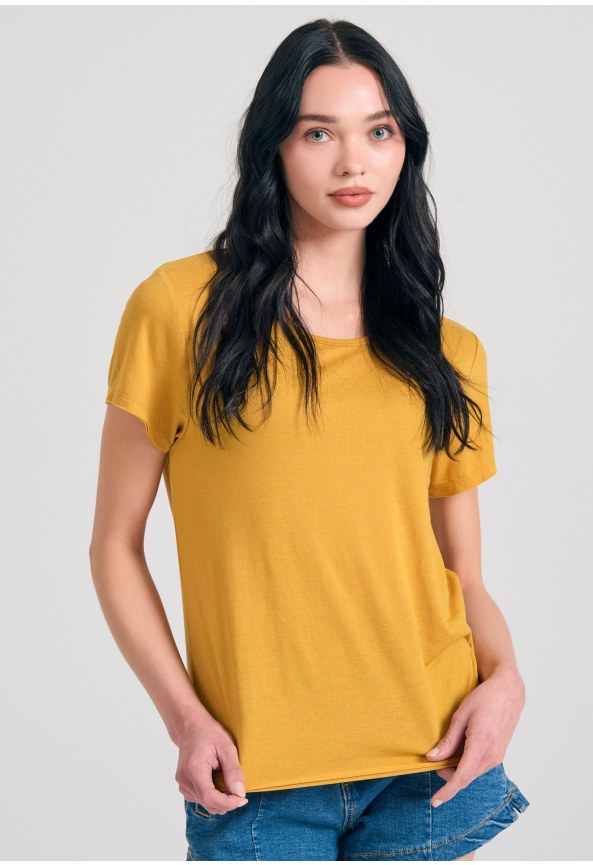 Γυναικείο μονόχρωμο t-shirt από βισκόζη