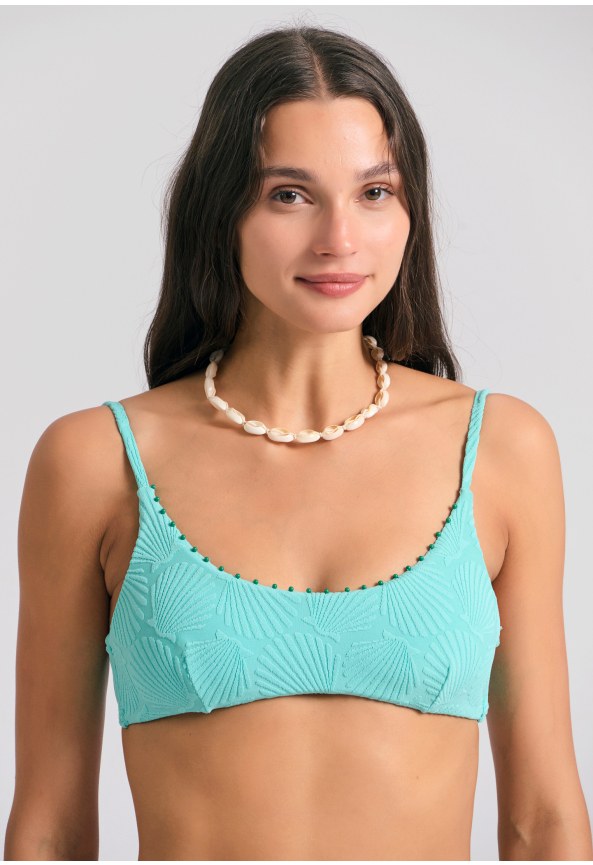 Μπικίνι τοπ πετσετέ με διακοσμητικές χάντρες