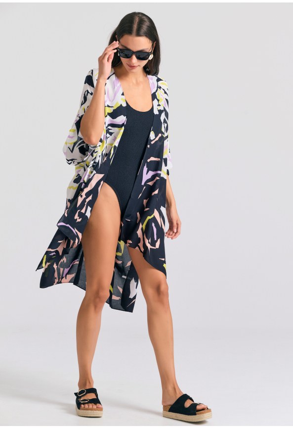 Γυναικείο κιμονό με abstract τύπωμα
