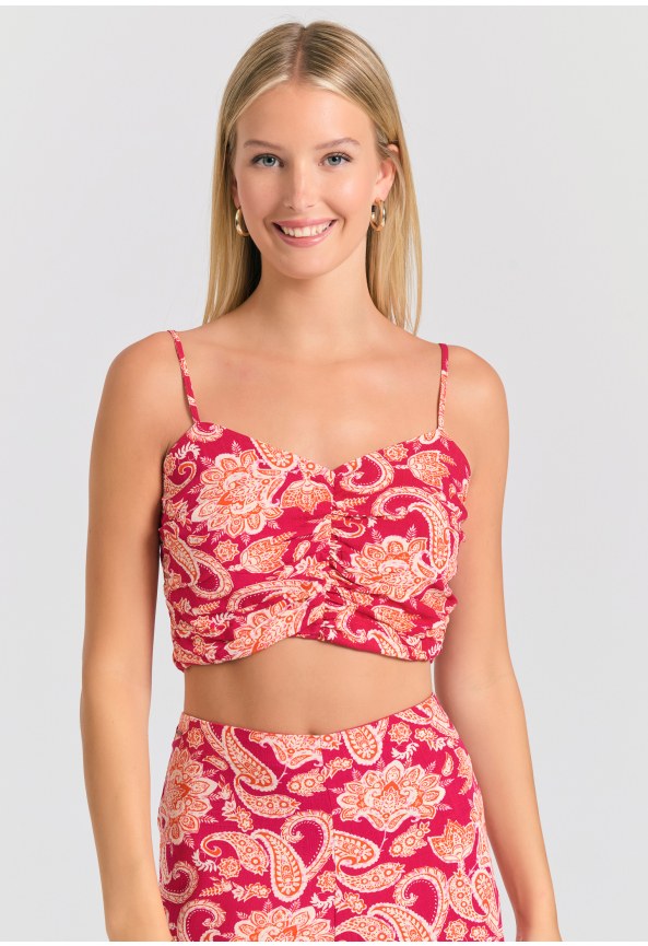 Εμπριμέ cropped τοπ από βισκόζη