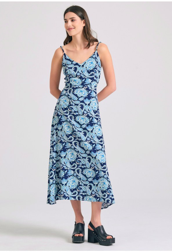 All over printed viscose midi dress