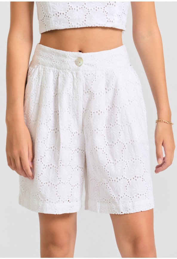Γυναικεία embroidery βερμούδα με πιέτες