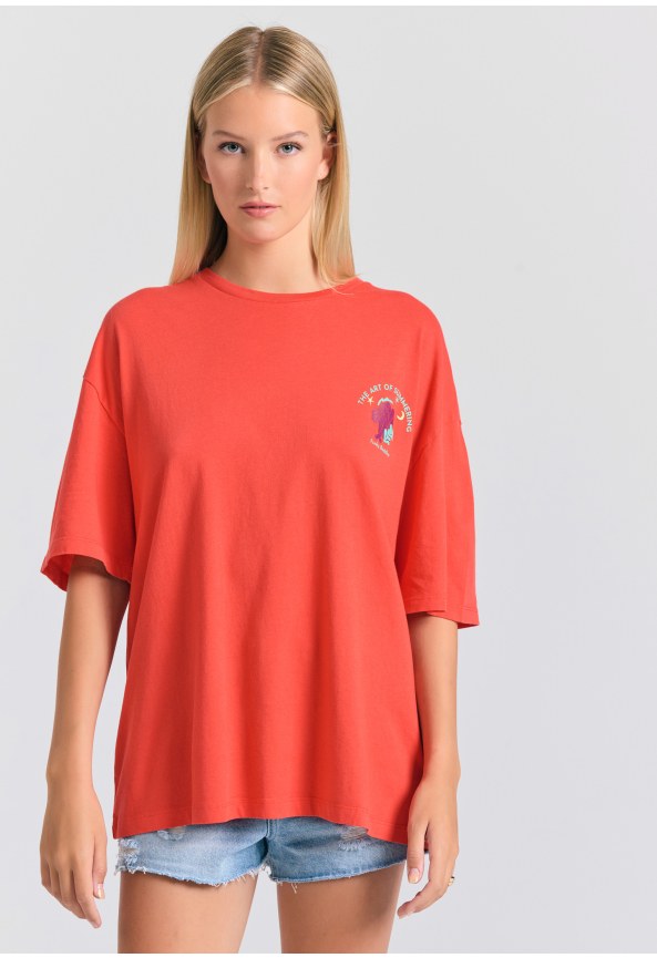 Loose fit t-shirt με photographic τύπωμα στην πλάτη