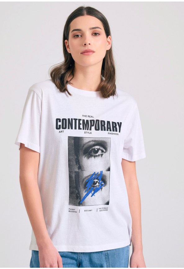 Loose fit t-shirt με illusion photographic τύπωμα