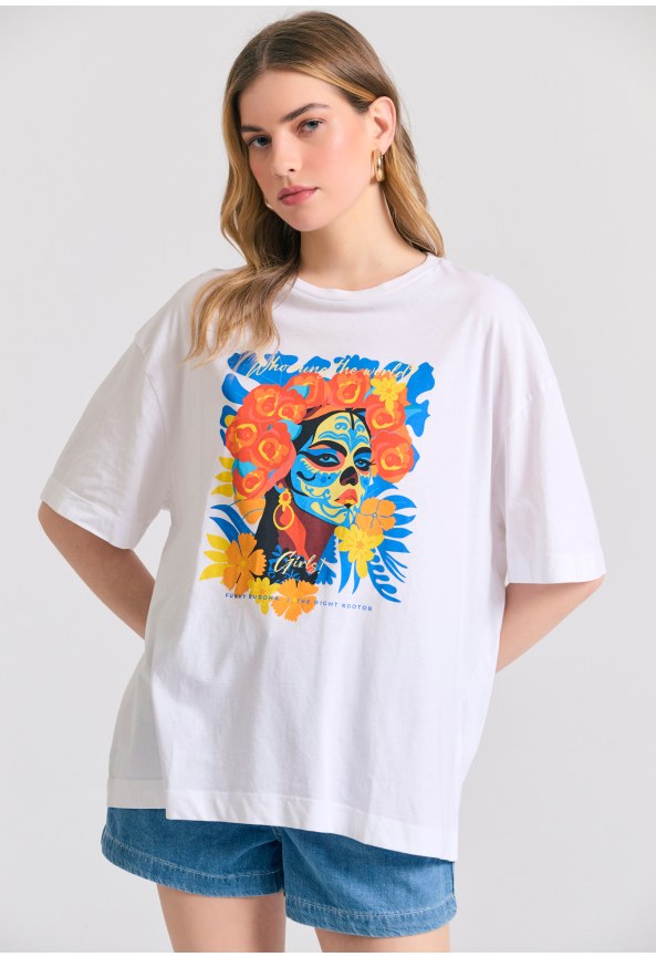 Loose fit t-shirt με colorful φωτογραφικό print