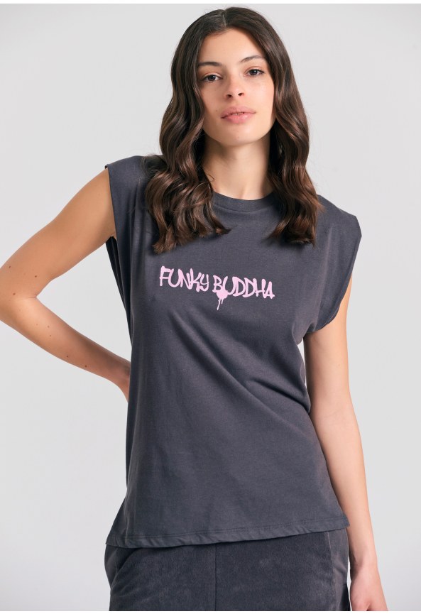 Γυναικείο t-shirt με text artwork τύπωμα στην πλάτη