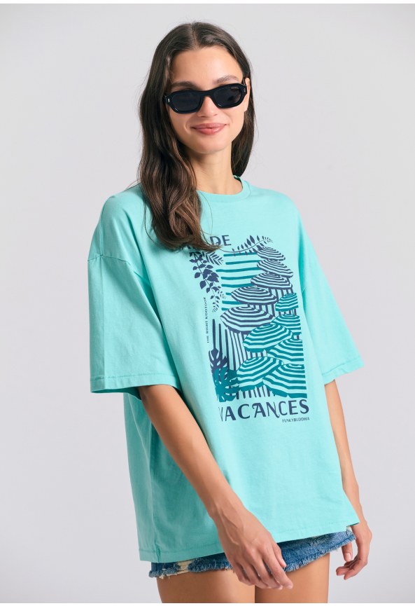 Γυναικείο loose fit t-shirt με vintage τύπωμα