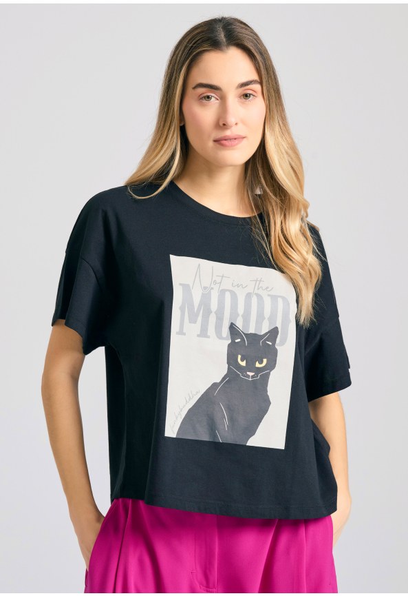 Loose fit t-shirt με φωτογραφικό τύπωμα