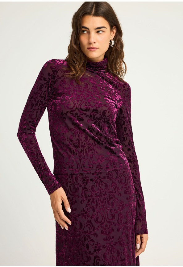Turtleneck top with velvet