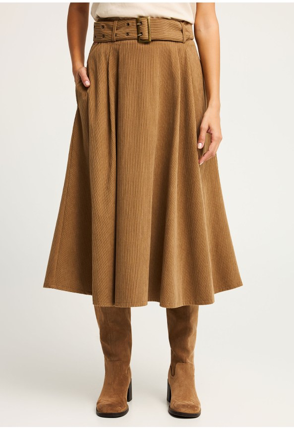 Corduroy midi skirt