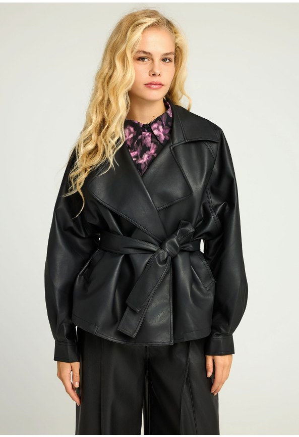 Eco leather (PU) jacket with belt