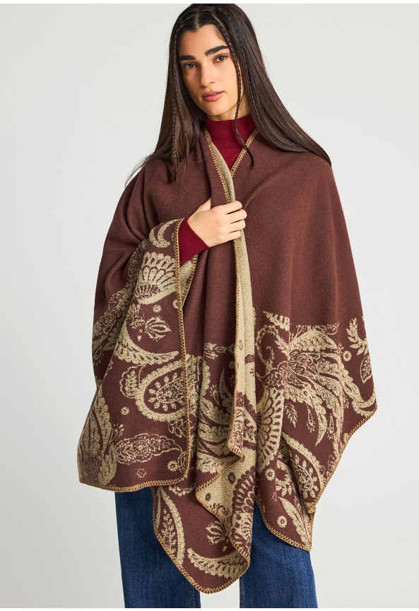 Women's cape with ethnic pattern