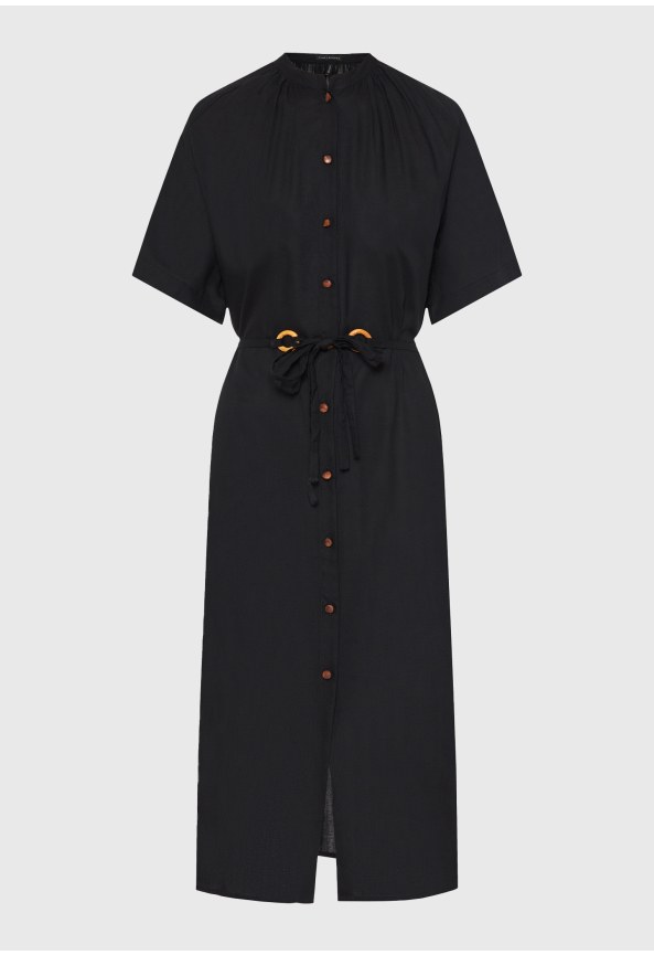 Μίντι κοντομάνικο φόρεμα με ζώνη