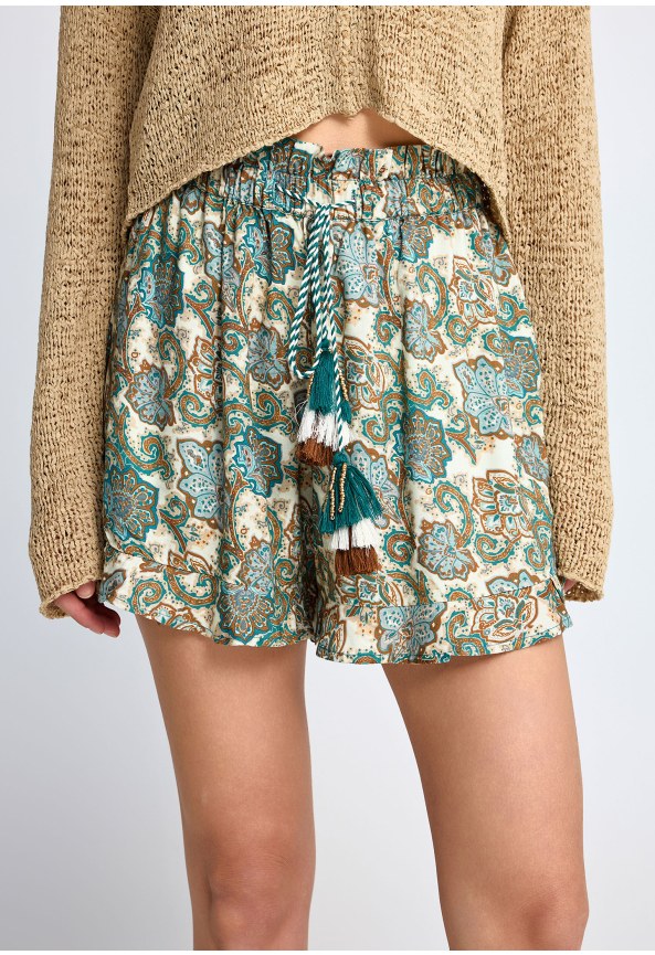 Floral shorts with tassels
