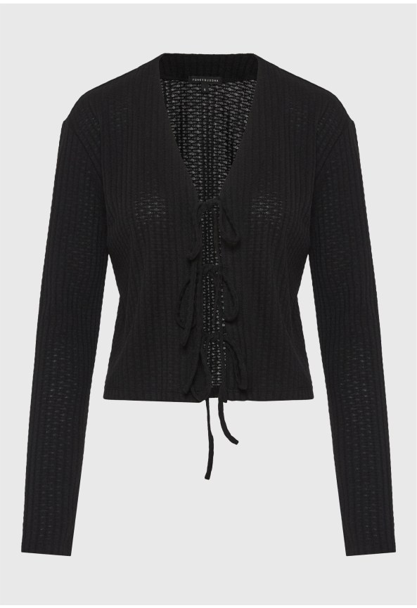 Tie front rib cardigan 