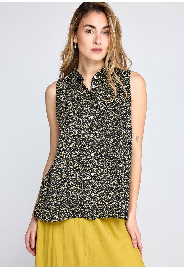 Γυναικείο φλοράλ αμάνικο πουκάμισο