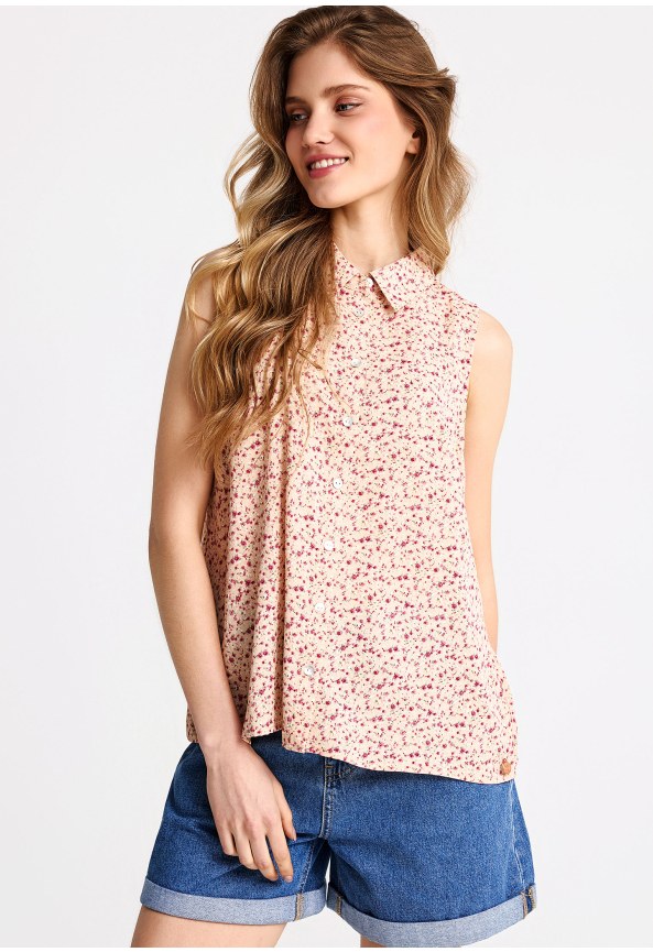 Γυναικείο φλοράλ αμάνικο πουκάμισο