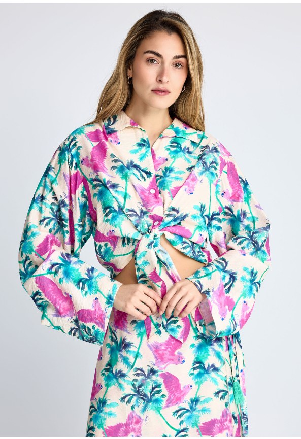 Γυναικείο πουκάμισο με exotic τύπωμα