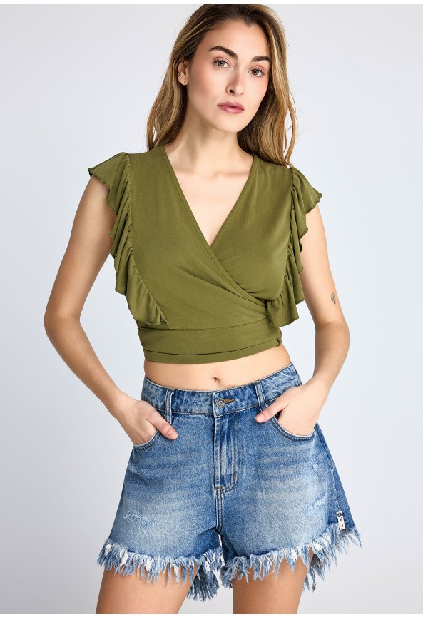 Γυναικείο μονόχρωμο cropped top