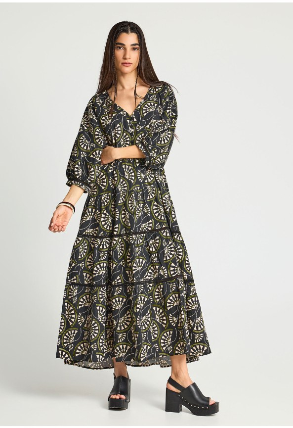 Εμπριμέ μάξι φόρεμα από βαμβάκι