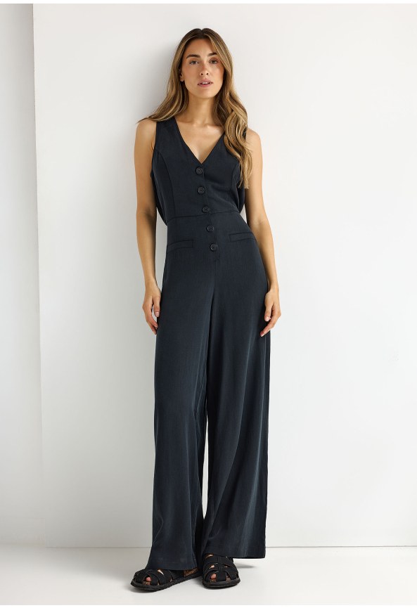 Lyocell jumpsuit with open back