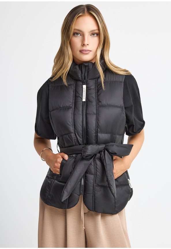 Αμάνικο μπουφάν με ζώνη