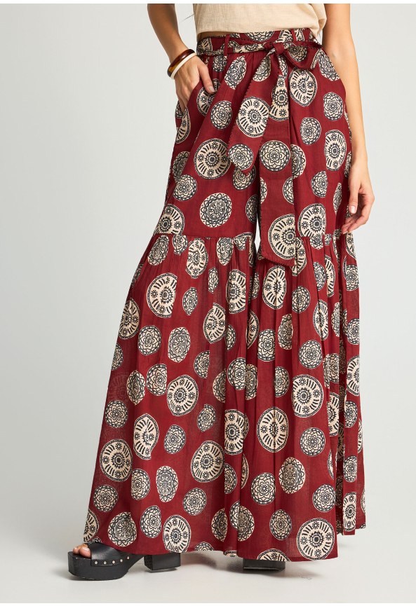 Γυναικεία ψηλόμεση wide leg παντελόνα