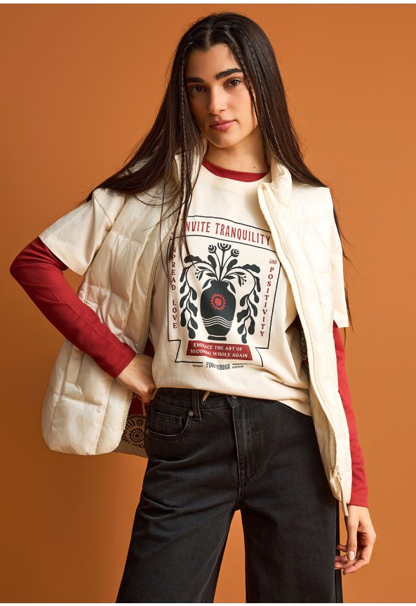 Γυναικείο βαμβακερό loose t-shirt με τύπωμα