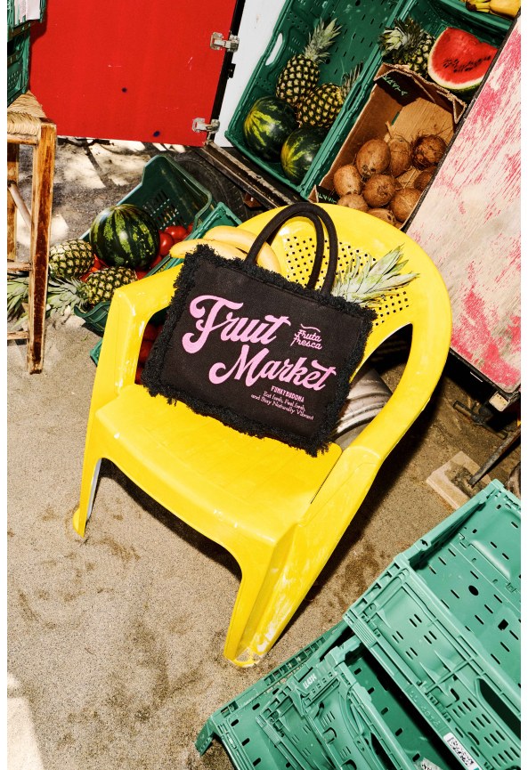 Fruit Market Tote Bag with fringes and embroidery