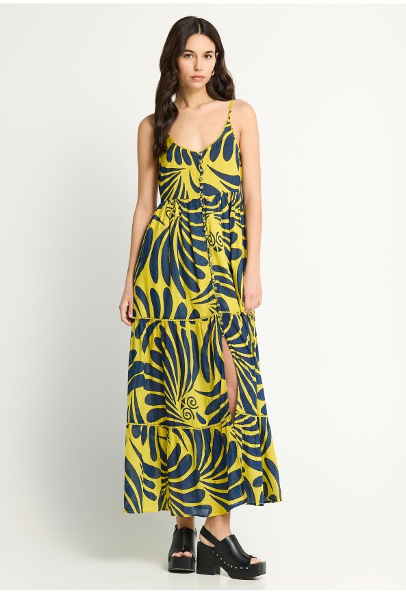 Γυναικείο εμπριμέ μάξι boho φόρεμα από βαμβάκι