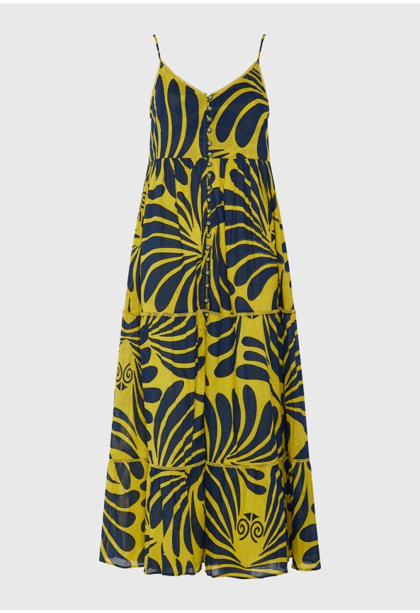 Γυναικείο εμπριμέ μάξι boho φόρεμα από βαμβάκι