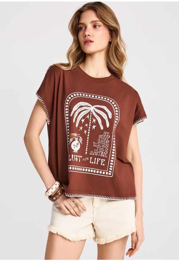 Γυναικείο relaxed t-shirt με τύπωμα