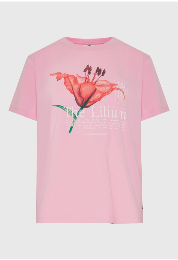 Loose βαμβακερό t-shirt με τύπωμα