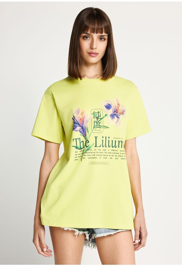 Loose βαμβακερό t-shirt με τύπωμα