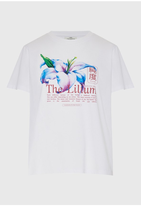 Loose βαμβακερό t-shirt με τύπωμα