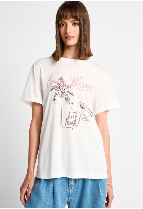 Γυναικείο βαμβακερό t-shirt με τύπωμα