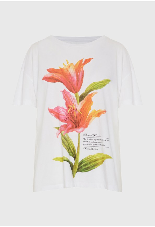 Γυναικείο βαμβακερό loose t-shirt με τύπωμα