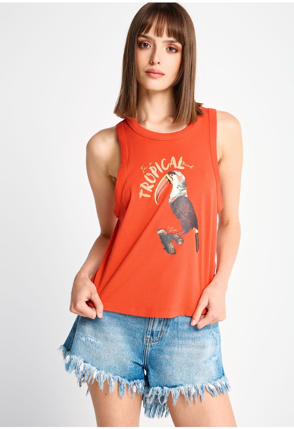 Γυναικείο βαμβακερό tank top με τύπωμα