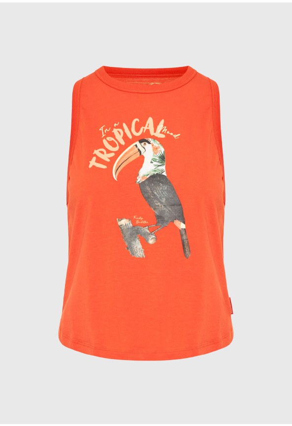 Women's cotton sleeveless top with print