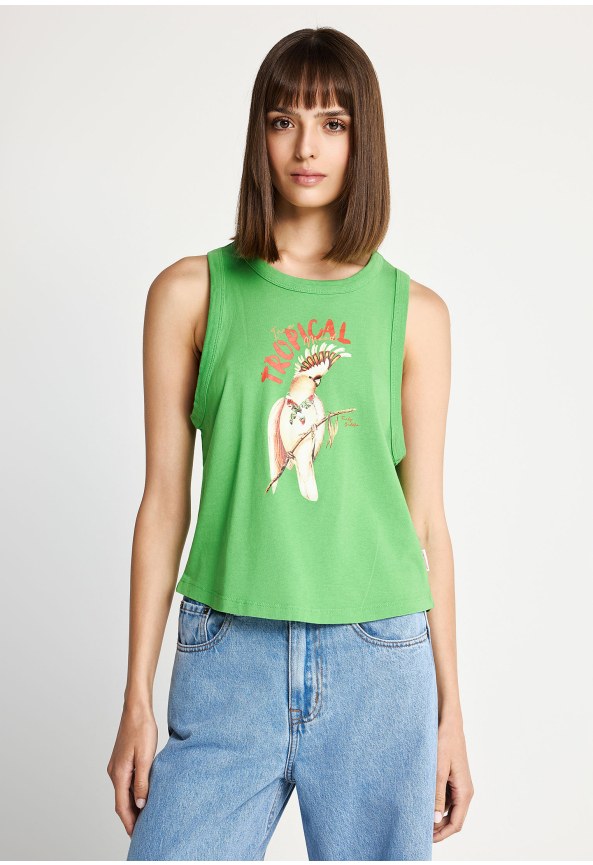 Women's cotton sleeveless top with print