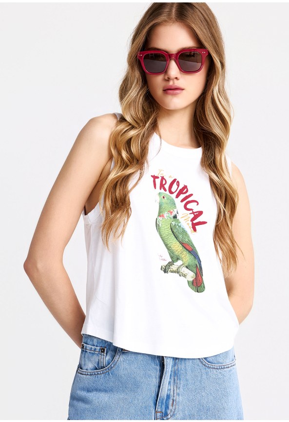 Γυναικείο βαμβακερό tank top με τύπωμα
