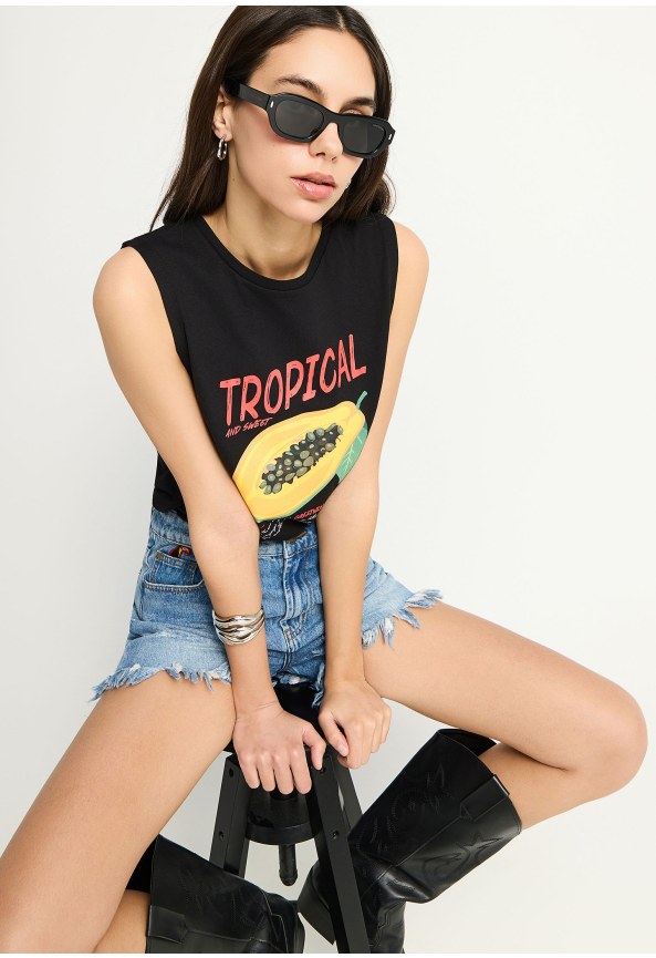 Γυναικείο βαμβακερό tank top με τύπωμα