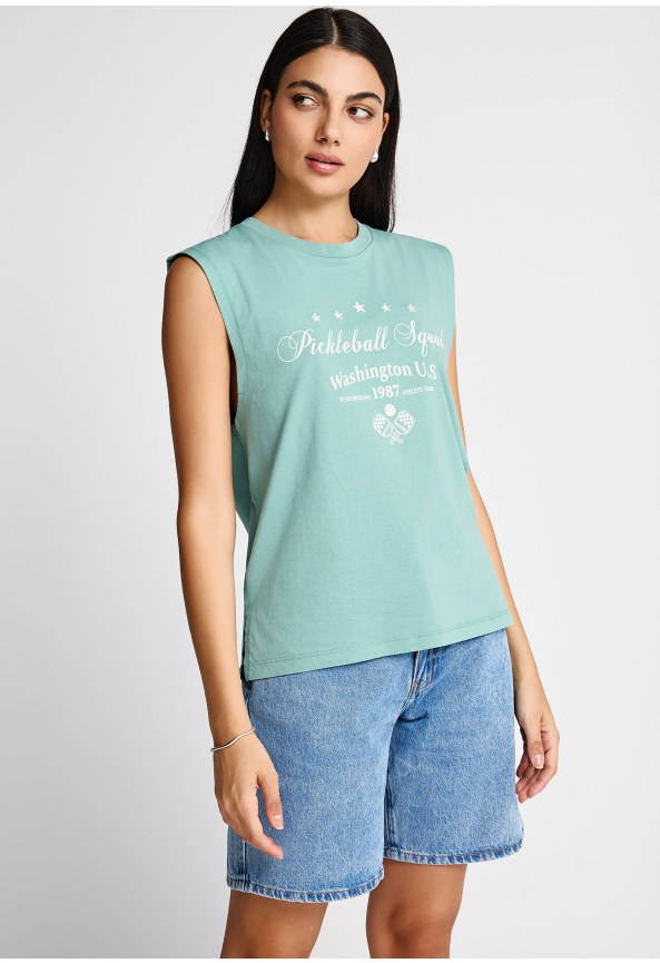 Γυναικείο βαμβακερό tank top με τύπωμα