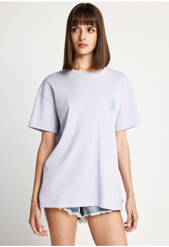 Γυναικείο βαμβακερό t-shirt με τύπωμα στην πλάτη