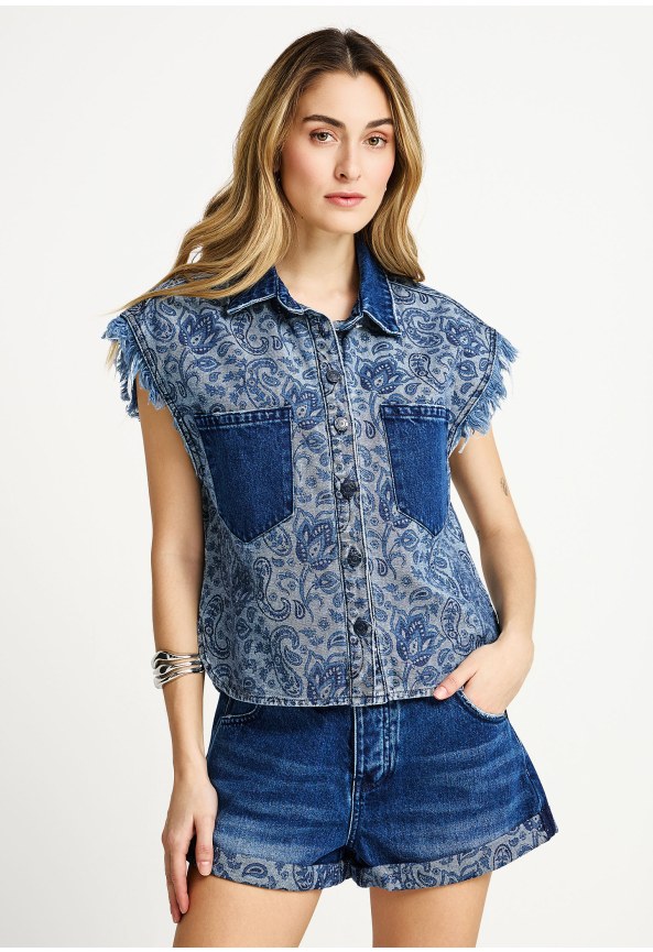 Women's floral denim jacket