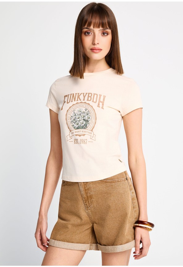 Γυναικείο βαμβακερό t-shirt με τύπωμα