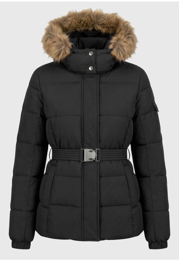 Women's jacket with belt and hood