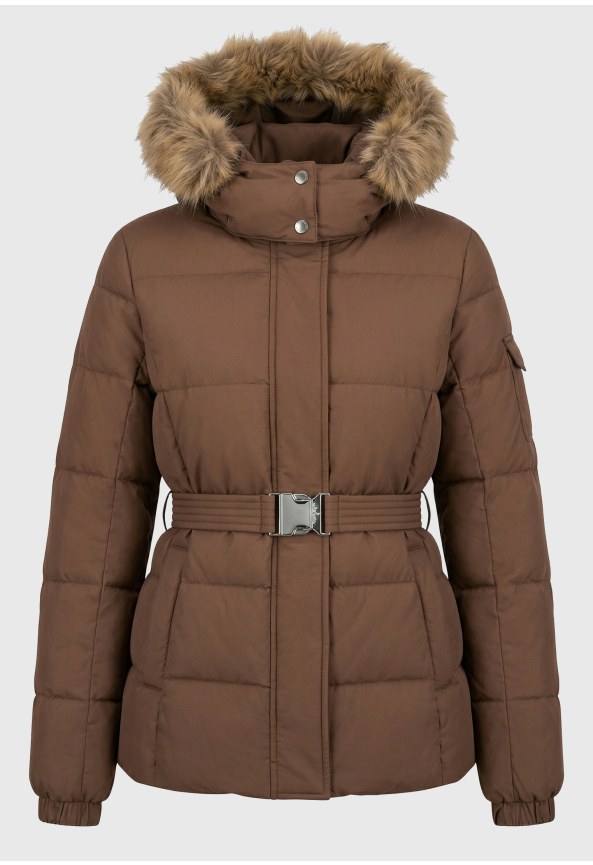 Women's jacket with belt and hood