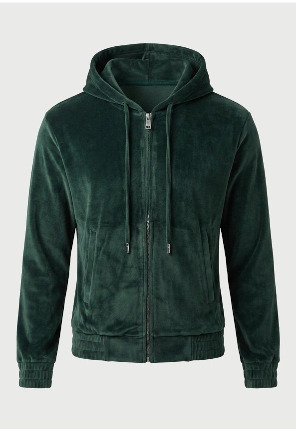 Women's velour hooded zip-up jacket