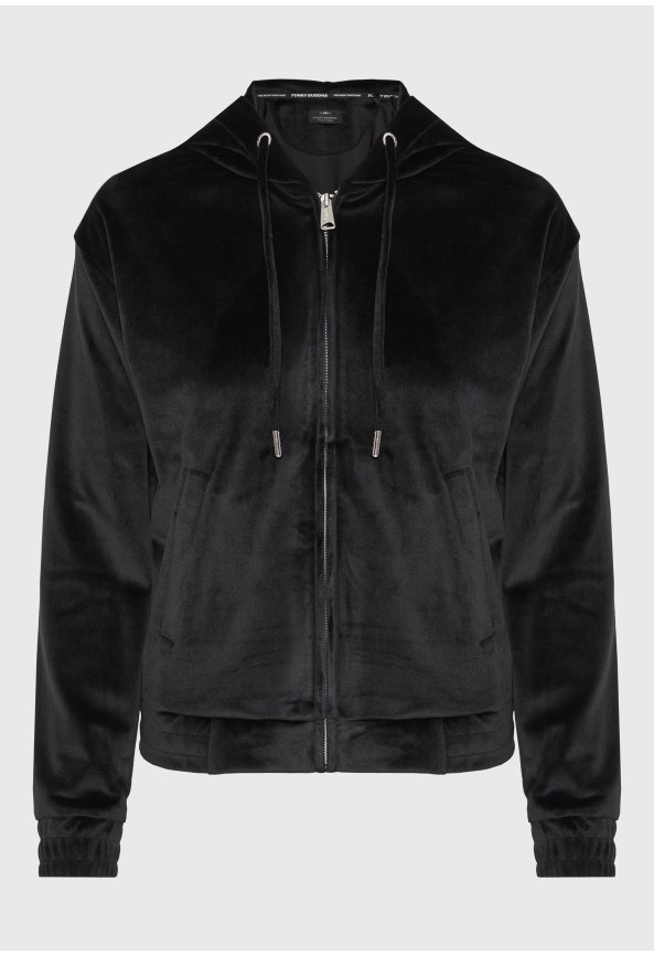 Women's velour hooded zip-up jacket